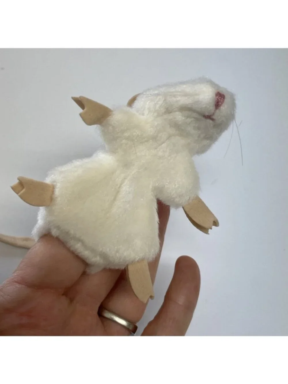 Folkmanis Mini White Mouse Finger Puppet